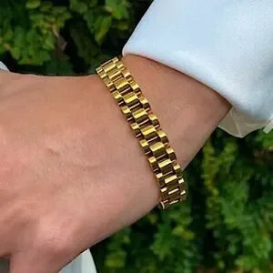 Gold Watch Link Bracelet Stainless Steel 18k Gold Plated Gold Watch Link Bracelet Stainless Steel 18k Gold Plated